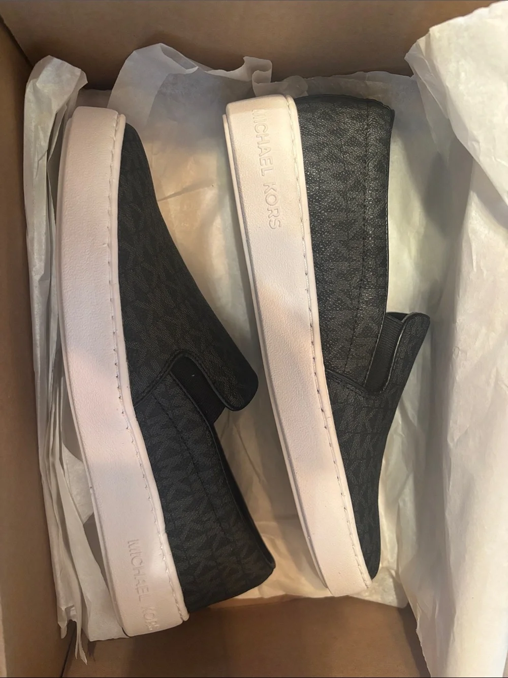 Michael Kors Black Slip-On Logo Canvas Sneakers